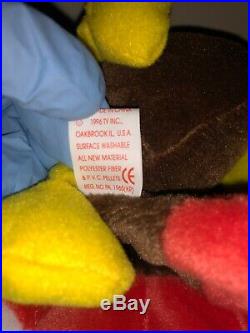 Gobble the Turkey TY Gobbles Beanie Baby Rare tag errors! Vintage 1996
