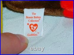 Gobbles Ty Beanie Baby Tag Errors 1996 Turkey Original Retired Mint Rare