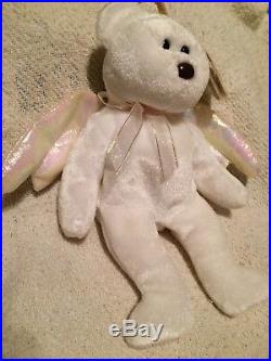 Halo bear beanie baby TY with VERY RARE White Star, Error, brown nose, etc