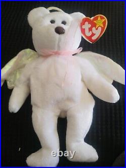 Halo the Bear Ty Beanie Baby, 1998 Errors, PE. Rare Brown Nose