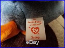 LAST CHANCE! Rare Scoop Beanie Baby 1996 #4107 PVC Pellets, No Red Stamp