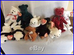 Lot Of 11 TY Beanie Baby-1 Rare Old Face, Magenta New Face, 1 Fluster