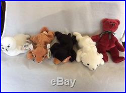 Lot Of 11 TY Beanie Baby-1 Rare Old Face, Magenta New Face, 1 Fluster