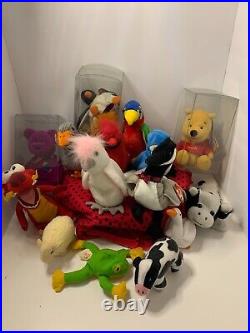 Lot ofVTGty beanie babies and plush vintage some Rare 17 total some very rare