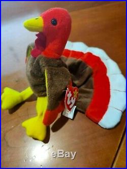 MINT 1996 Ty Beanie Baby Gobbles Turkey, great tag, rare errors! BLOWOUT PRICE
