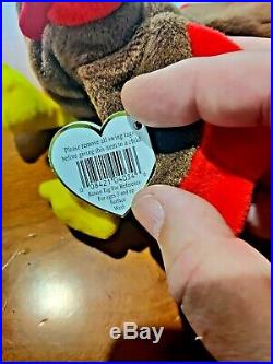 MINT 1996 Ty Beanie Baby Gobbles Turkey, great tag, rare errors! BLOWOUT PRICE