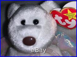 MINT RARE Halo Beanie Baby Retired with Rare Brown Nose, Tag Errors