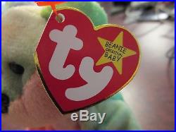 MWMT Peace Bear TY original beanie baby RETIRED double misprint hang tag rare 96