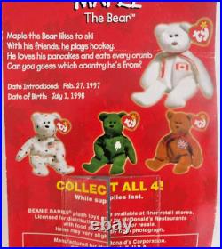 Maple The Bear-1996 Mcdonalds Ty Beanie Baby With Rare Errors 1993 Oakbrook Nip