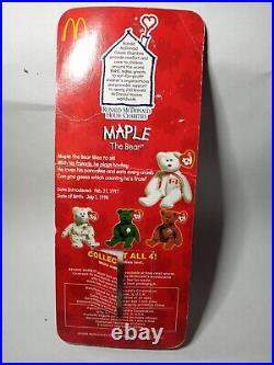 Maple The Bear 1999 McDonald's Ty Beanie Baby With Rare 1993 / Oakbrook Errors