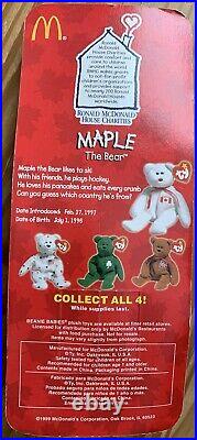 Maple The Bear-1999 McDonalds Ty Beanie Baby with rare errors 1993, OakBrook