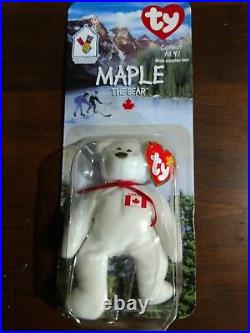 Maple The Bear w Errors Ty Beanie Babies NIB OAKBROOK rare