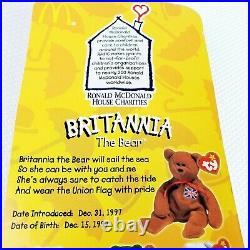 McDonald TY Beanie Britannia The Bear RARE WITH 2 TAG ERRORS AND 1 FLAG ERROR