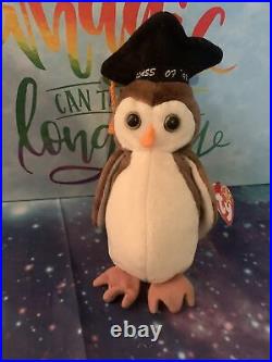Mint Rare Retired 1997 1998 TY Wise Graduation Owl Beanie Baby Tag Errors