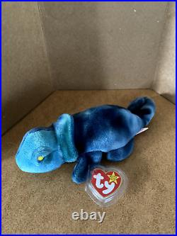 Mint Ty Beanie Baby Rainbow the Chameleon RARE Tag Errors 1997 Original withCase