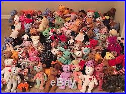 Mixed Lot of 100 Rare, Retired & Original Beanie Babies Valentino, Peace, More