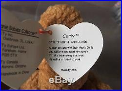 NEW Plastic Case TY Beanie Original Baby CURLY Bear (11) Very RARE Errors 1996