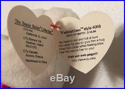 NEW Rare Retired Ty Beanie Baby 1993/4 Valentino Bear Original 4058 PVC Errors