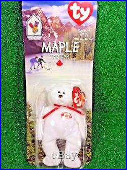 NEW in BOX RARE 1996 Retired Maple The Bear McDonald's Ty Beanie Baby withErrors