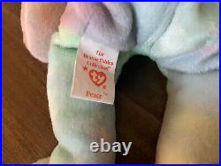NWT Rare Ty Beanie Baby Peace Bear 1996 With Tag Errors. 9