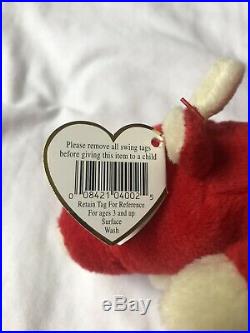 New TY Beanie Baby Snort The Bull 1995 Retired Rare 12 Tag Errors Numeric Date