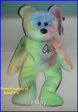 New-stored Original Rare Ty Peace Bear 1996 Beanie Baby-many Errors-pvc Pellets