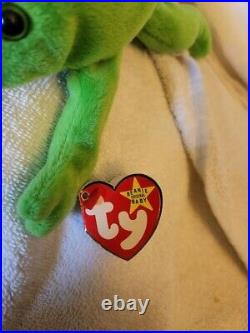 ORIGINAL 1993 Ty Beanie Baby Legs the Frog PVC Pellets/Rare With Errors
