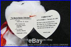Original Authentic Ty Valentino White Bear 1994 1993 Beanie Baby Rare Errors Pvc