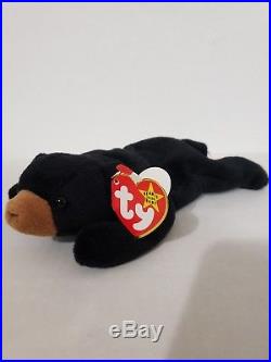 Original RARE TY BLACKIE the BEAR Beanie Baby with errors 1993-1994 PVC