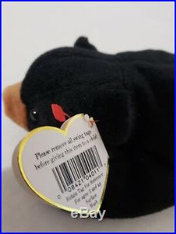 Original RARE TY BLACKIE the BEAR Beanie Baby with errors 1993-1994 PVC