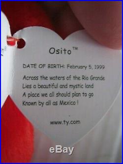 Osito Bear Mexico ORIGINAL TY Beanie Baby Rare Hand Made No Stamp Retired