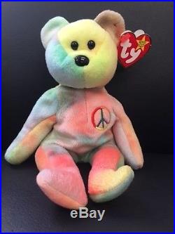 Peace Beanie Baby Rare Peace Bear Original collectible No Tag Errors