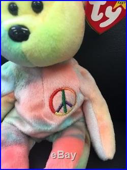 Peace Beanie Baby Rare Peace Bear Original collectible No Tag Errors