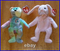 Peace Bear Hoppity Ty Beanie Baby Retired 1996 Lot Rare Tag Errors