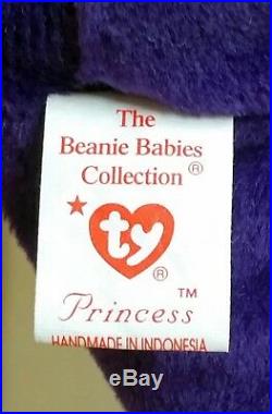 Princess Diana Beanie Baby 1st Edition, Rare 1997 Ty P. E. Indonesia No Spaces