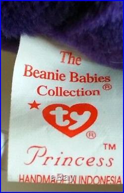 Princess Diana Beanie Baby 1st Edition, Rare 1997 Ty P. E. Indonesia No Spaces