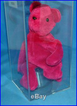 Prototype Teddy OF old face Magenta Authenticated Ultra Rare Ty Beanie Baby