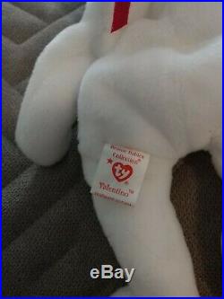 RARE 1993 PVC Valentino Bear Ty Beanie Baby with Brown Nose & Multiple Errors