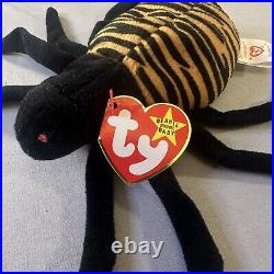 RARE 1996 Original Ty Beanie Baby SPINNER the Spider PVC with Errors