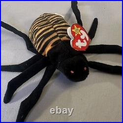 RARE 1996 Original Ty Beanie Baby SPINNER the Spider PVC with Errors