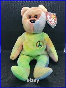 RARE 1996 RETIRED TY BEANIE BABY Peace WITH MANY ERRORS EXCELLENT CONDITION