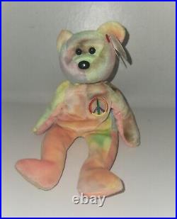 RARE 1996 Ty Beanie Baby PEACE the Bear Mint Condition with ERRORS