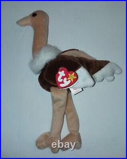 RARE 1st Edition TY beanie baby Stretch The Ostrich 1997 with all 9 tag ERRORS