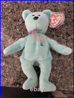 RARE 2000 TY Beanie Baby Bear Ariel with ERRORS In Memory Of Ariel Glaser