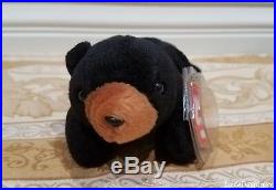 RARE & AUTHENTICATED Ty Beanie Baby withERRORS Blackie Bear MWMT MQ withCoA