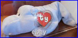 RARE! Authenticated TY 2nd gen Gray Happy Beanie Baby 2nd gen hang/ 1st gen tush