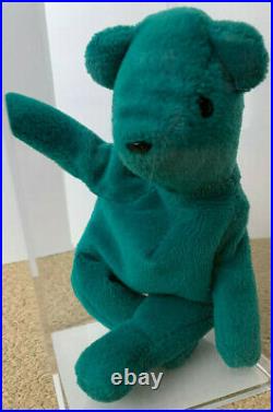 RARE Authenticated TY OLD FACE TEAL TEDDY Beanie Baby