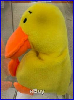 RARE! Authenticated TY QUACKERS Without Wings Beanie Baby 1st gen tush