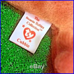 RARE Cubbie The Bear 1993 RETIRED Original 9 TY Beanie Baby PVC TUSH INK ERROR