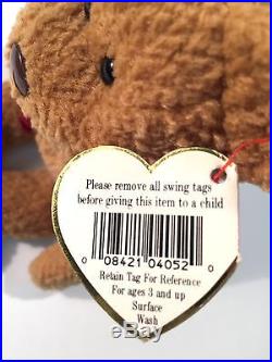 RARE Curly the Bear Ty Beanie Baby With Rare Errors